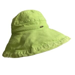 Scala Collections Hat Cotton LC399 Lime Drawstring Adjustable Wide Brim One Size